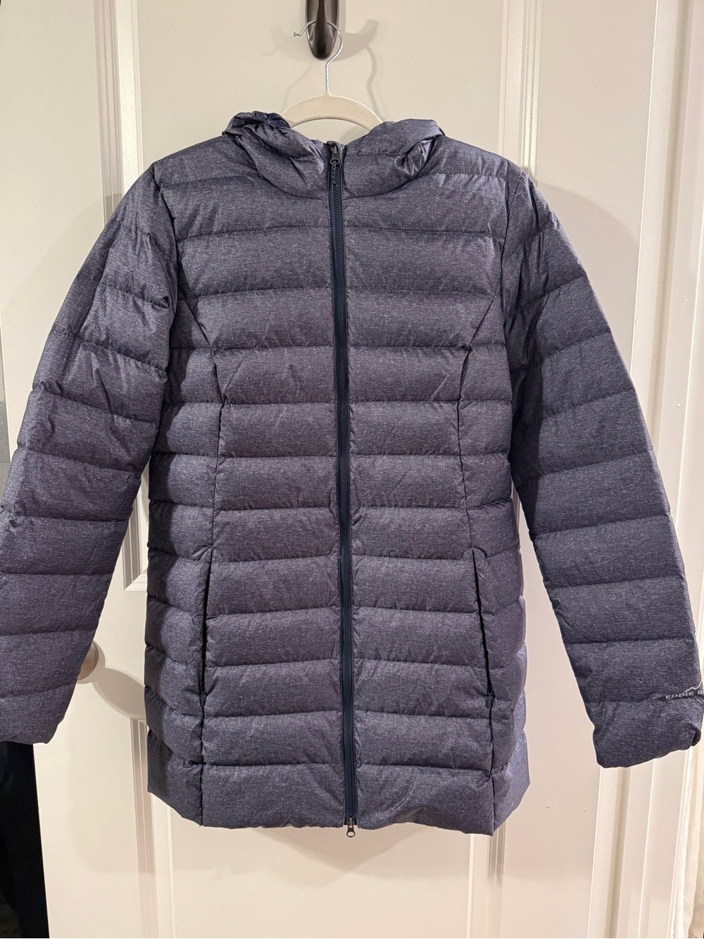 Eddie Bauer Womens Down Hooded Quilted Puffer Winter Coat Jacket Charcoal Medium